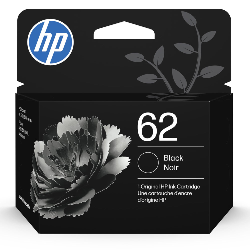 HP cartucho 62 frontal mostrando el embalaje y garantía de calidad