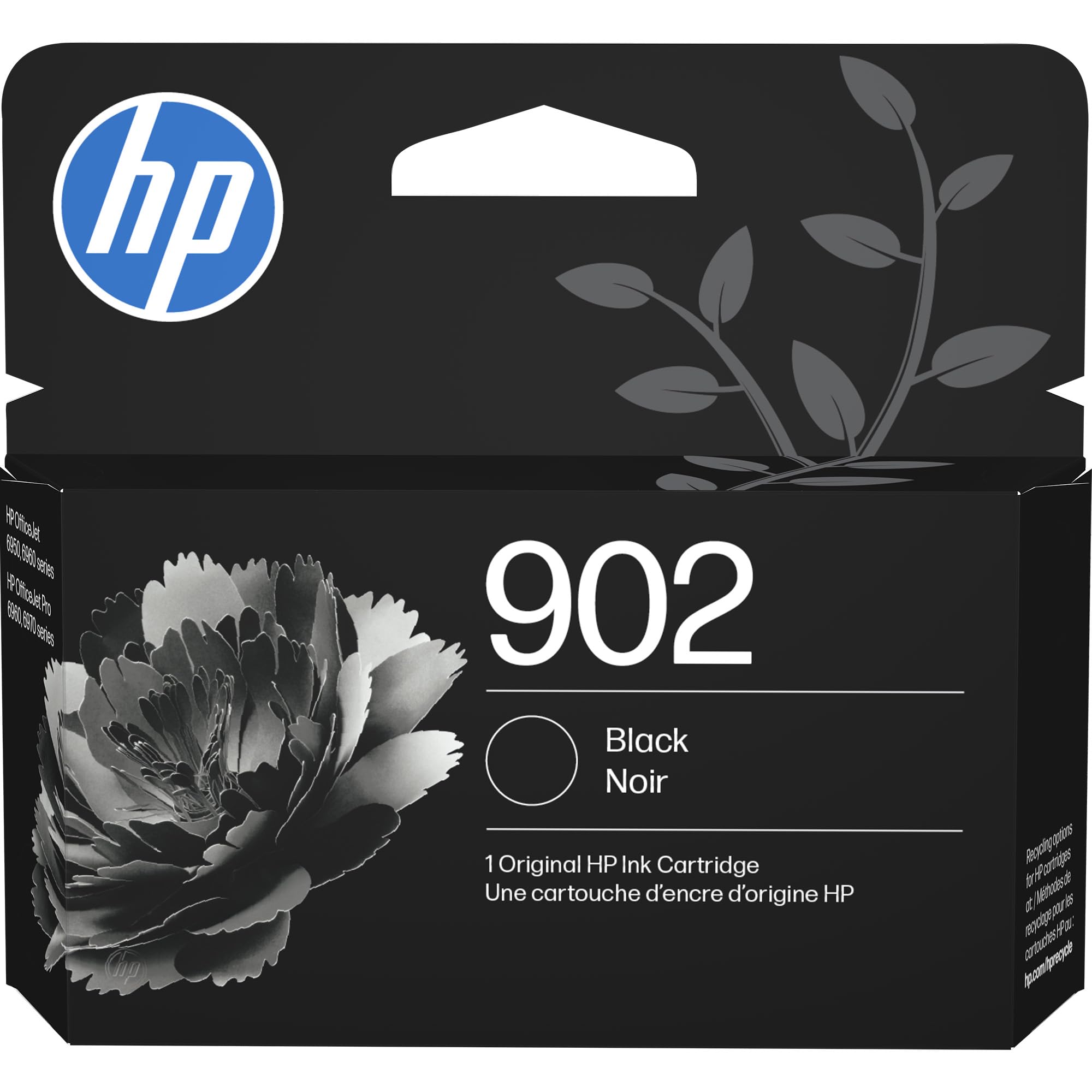 HP cartucho 902 frontal del empaque mostrando compatibilidad y modelo