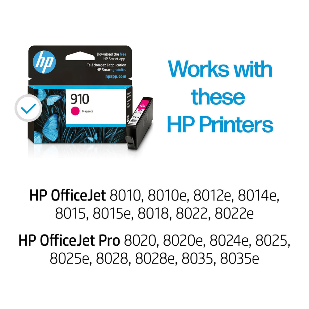 HP cartucho 910 magenta vista angular que muestra diseño y fácil inserción