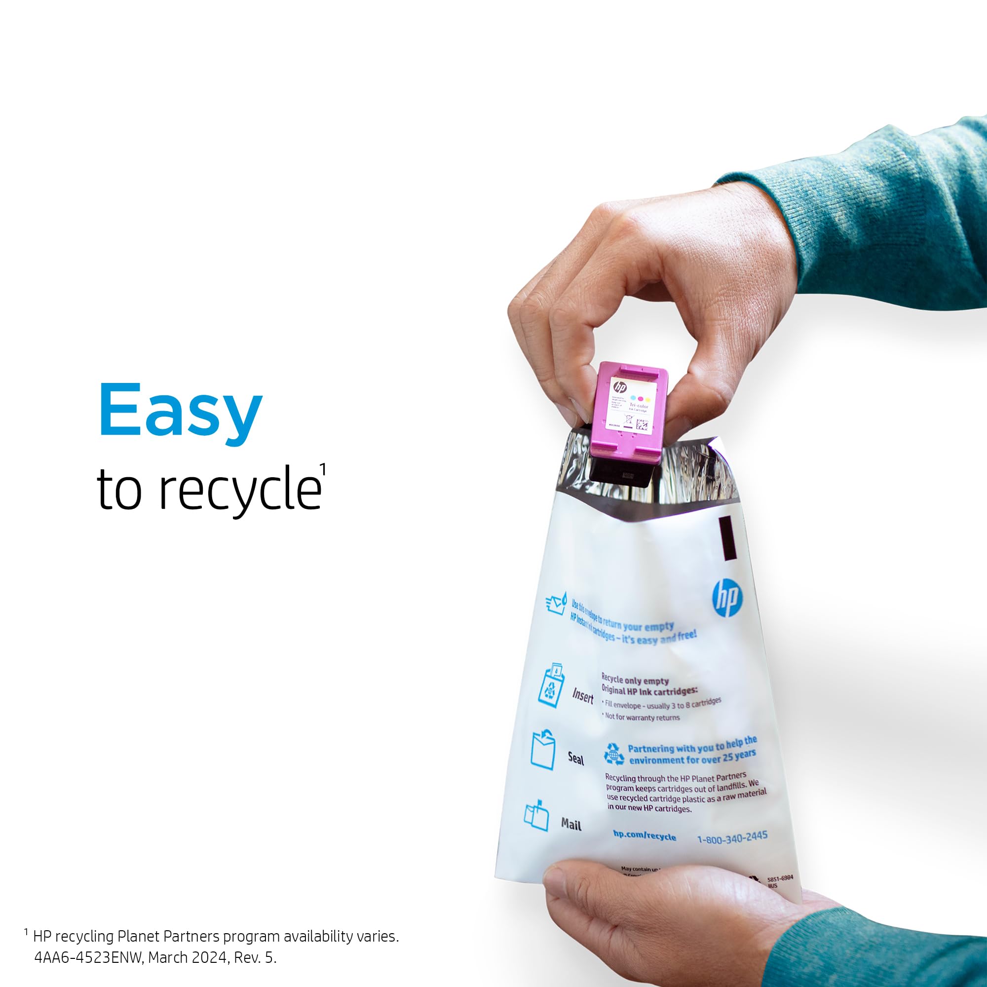 HP 910XL Cyan etiqueta ecológica resaltando material reciclado upcycled