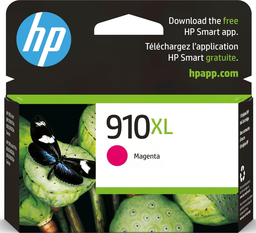 HP 910XL frente del paquete mostrando marca y capacidad de alto rendimiento