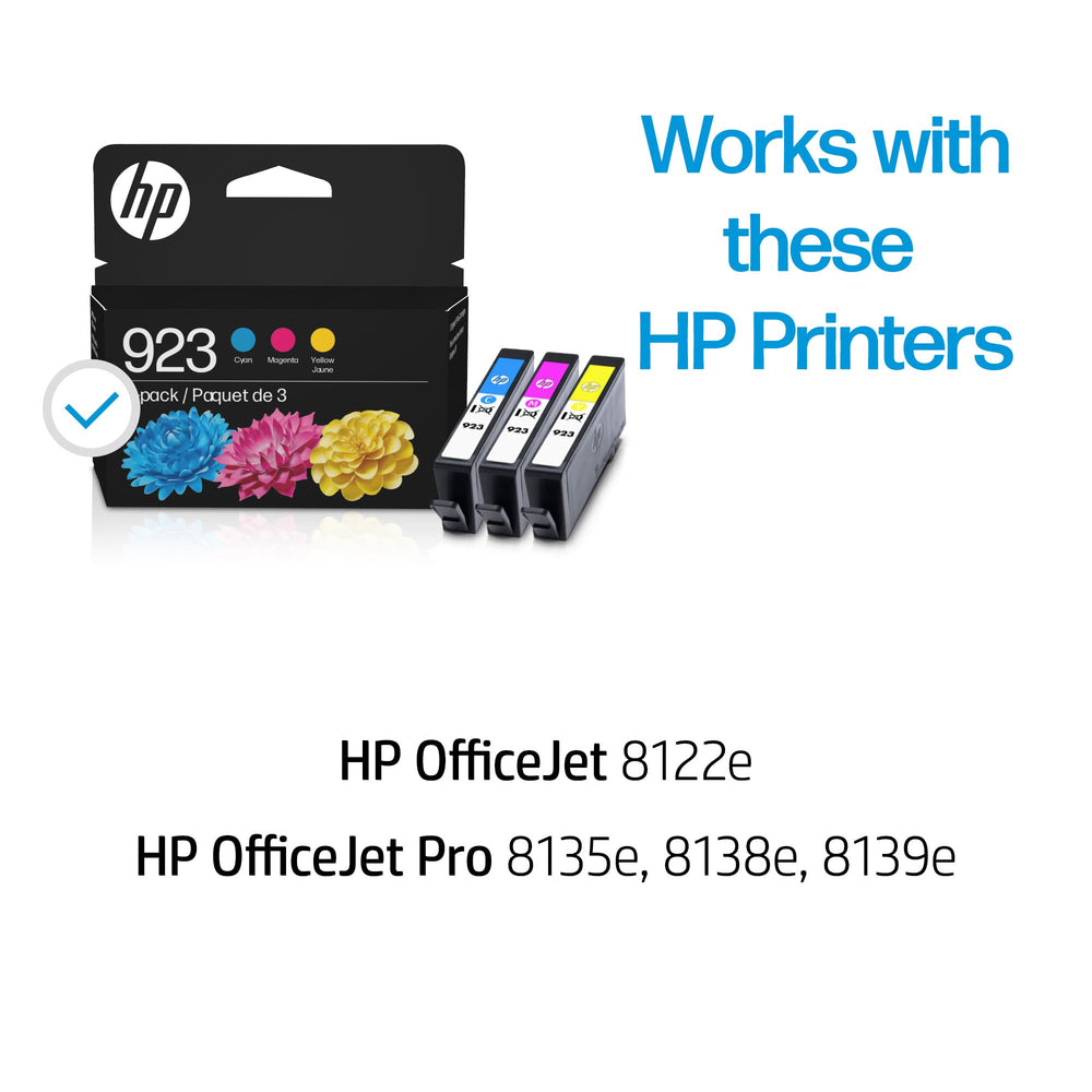 HP etiqueta del cartucho 923 con modelo y ventaja de compatibilidad certificada