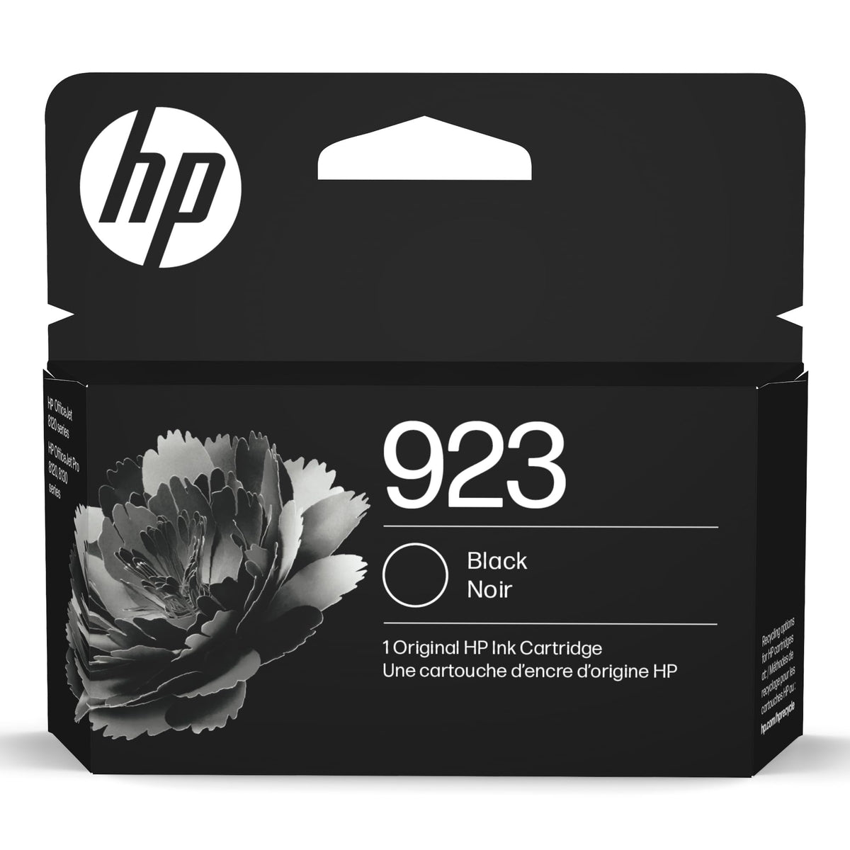 HP cartucho 923 frontal mostrando etiqueta clara y compatibilidad
