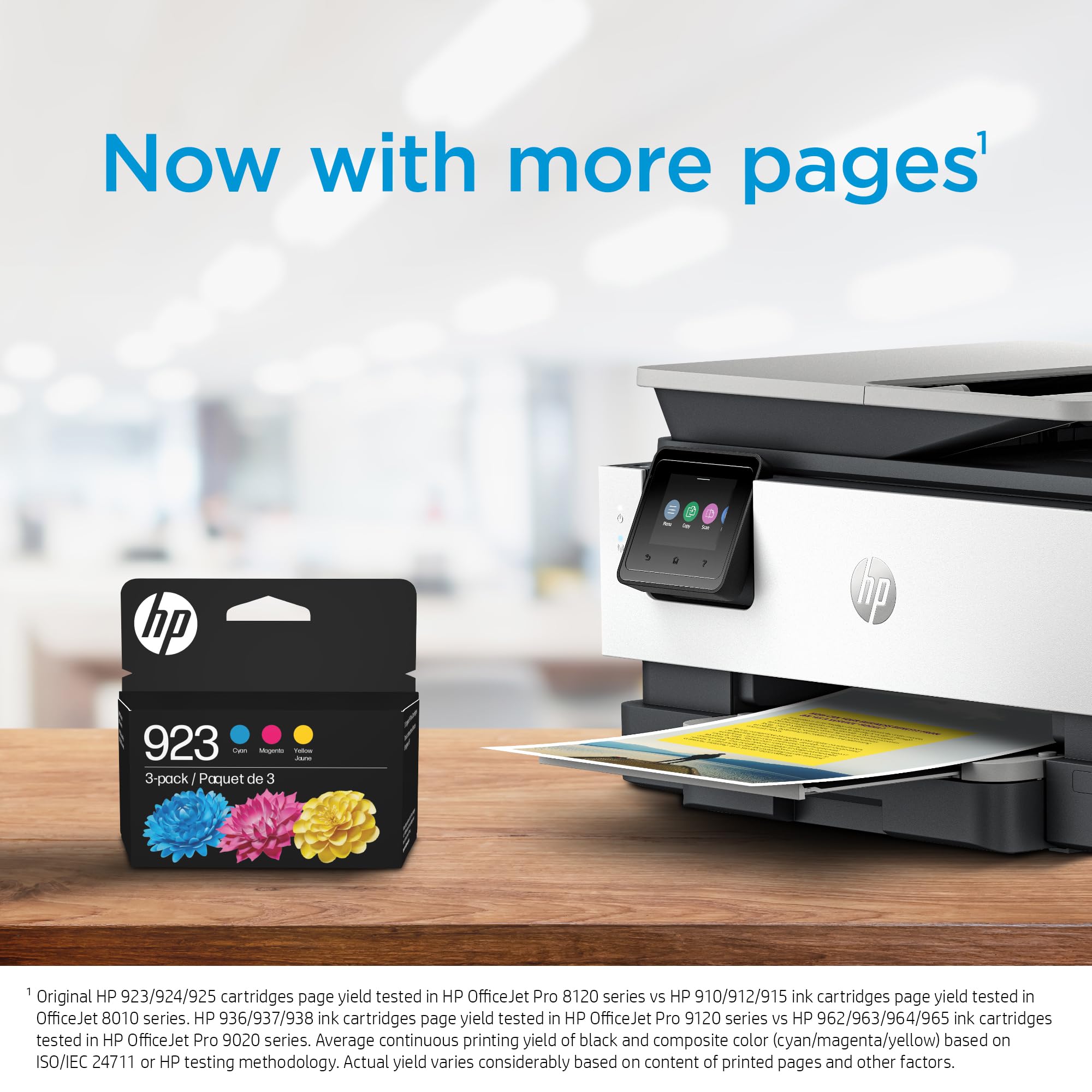 HP cartuchos 923 siendo instalados en OfficeJet Pro para fácil mantenimiento