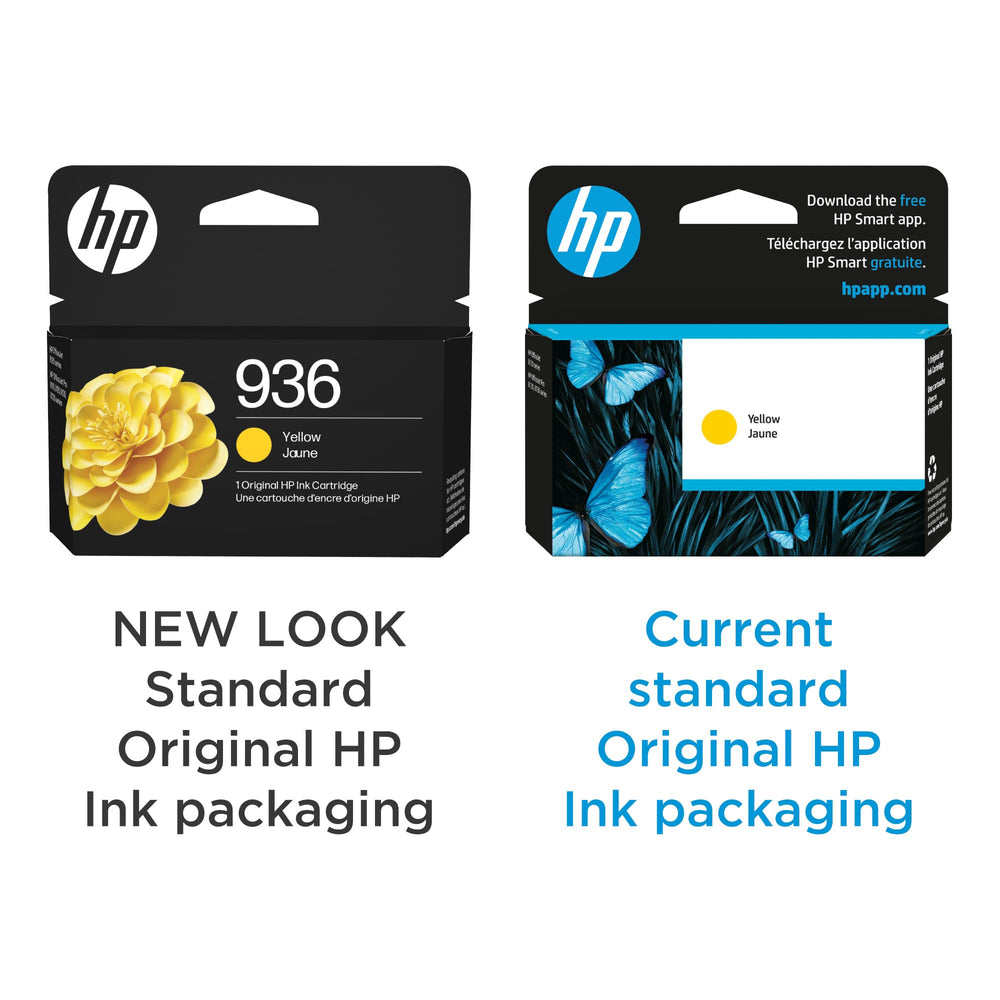 HP 936 amarillo cartucho en mano para comparar tamaño y manejo cómodo