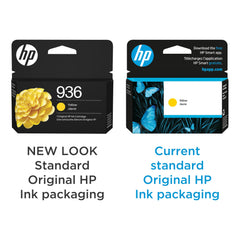 HP 936 amarillo cartucho en mano para comparar tamaño y manejo cómodo