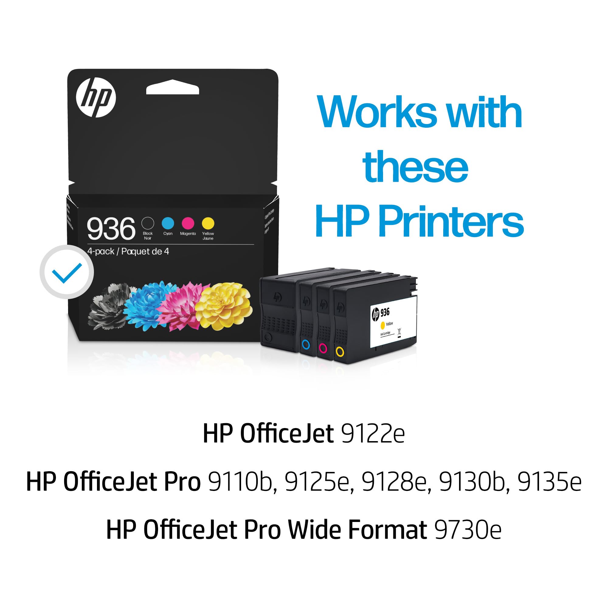 HP etiqueta del cartucho 936 con modelo y compatibilidad clara para seguridad