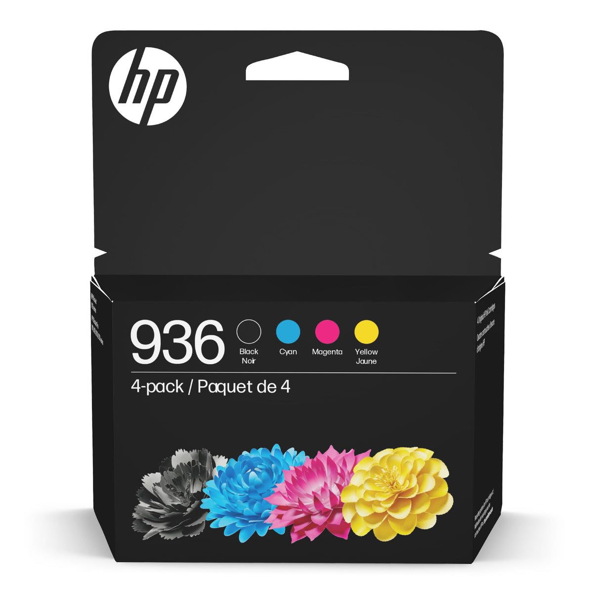HP pack 936 frontal con cuatro cartuchos mostrando colores vivos y confianza