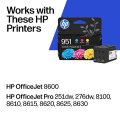 HP detalle de cartuchos 951 con enfoque en calidad del diseño y durabilidad