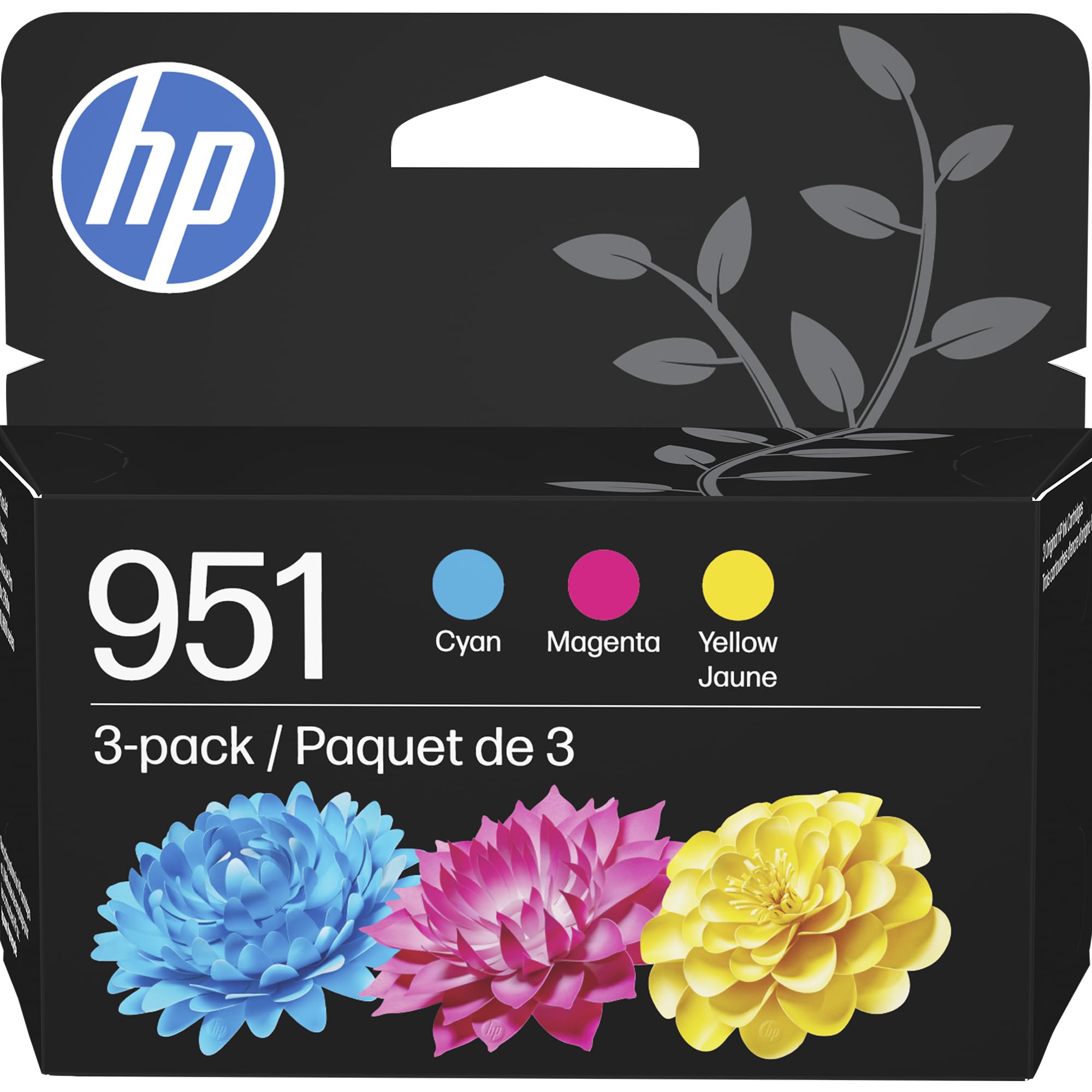 HP pack 951 frontal mostrando cian magenta amarillo y beneficio de color fiable