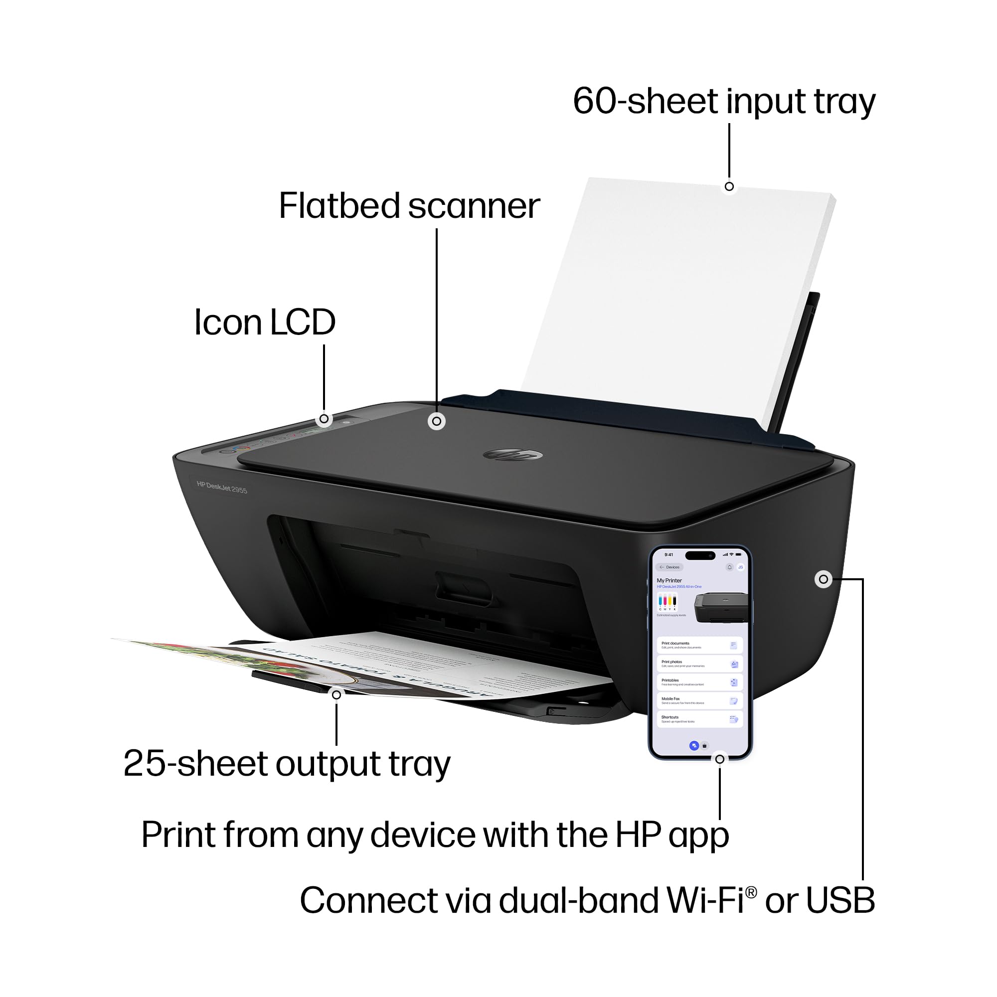HP DeskJet 2955 cartuchos Instant Ink listos para entrega automática y ahorro