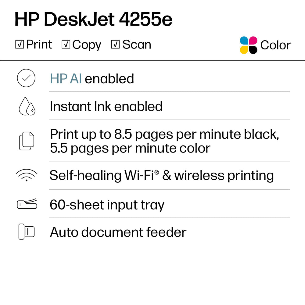 HP DeskJet 4255e detalle del alimentador automático para copias rápidas