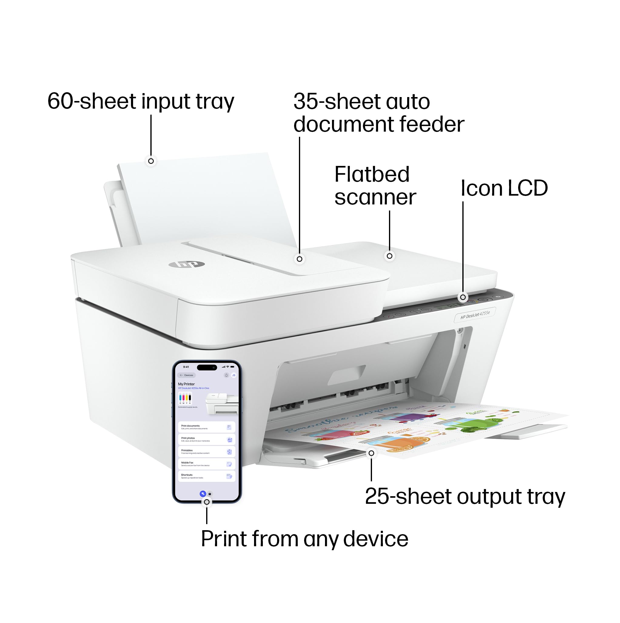 HP DeskJet 4255e impresión a color demostrando calidad y nitidez