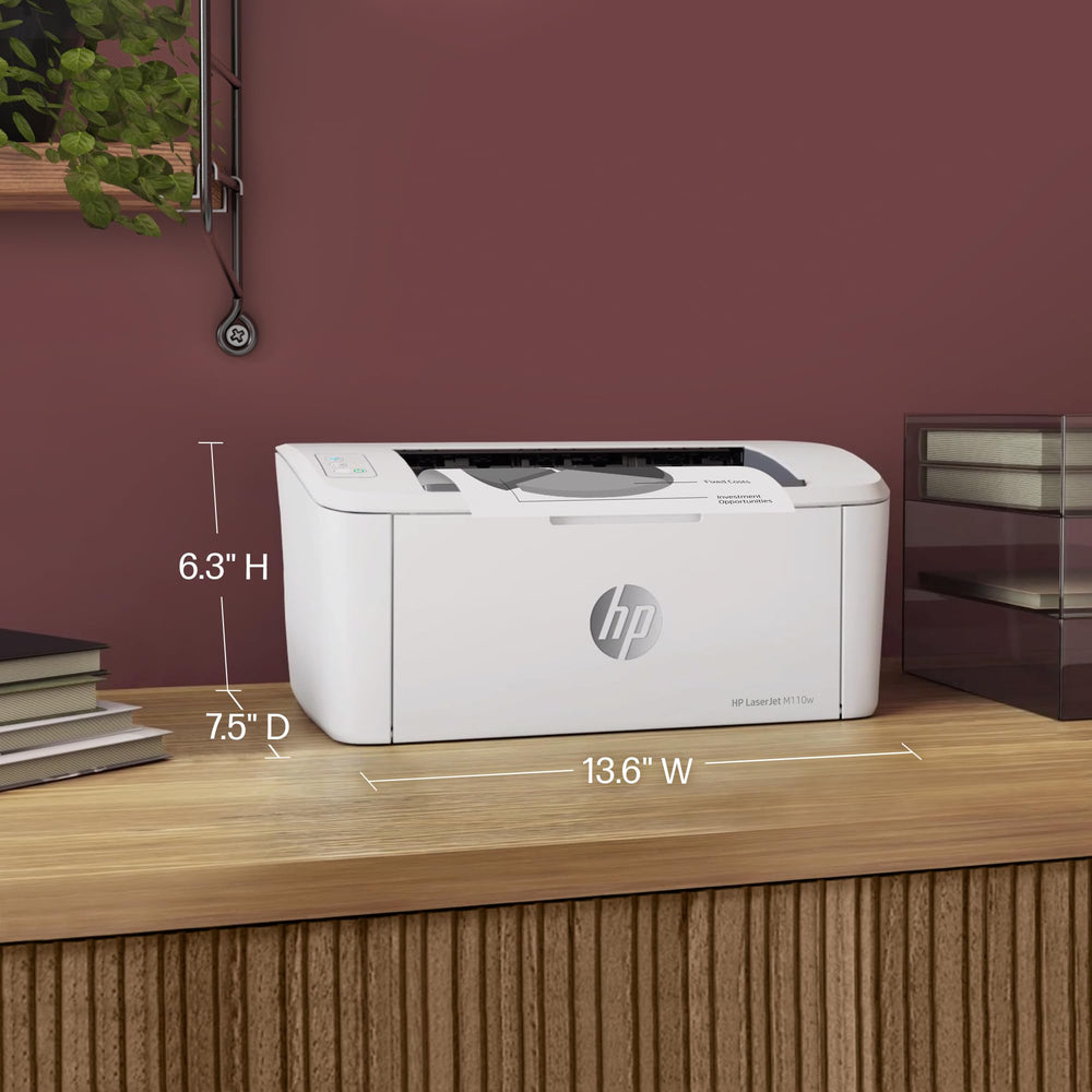 HP LaserJet M110w cartucho de tóner siendo colocado, reemplazo rápido