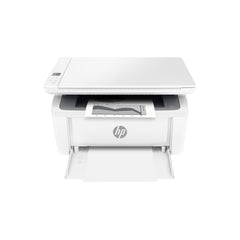 HP impresora M140w vista frontal mostrando diseño compacto y salida rápida