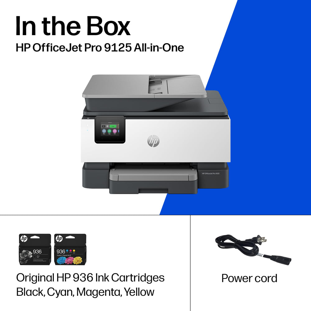 HP OfficeJet Pro 9125 en un entorno de oficina para mostrar tamaño y capacidad real
