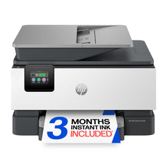 HP OfficeJet Pro 9125 vista frontal mostrando bandeja y salida, facilita impresión continua