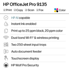 HP OfficeJet Pro 9135 pantalla táctil 4.3" para operaciones sencillas