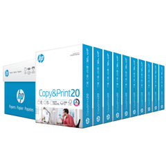 HP Papers vista frontal del empaque mostrando 10 resmas y protección contra humedad