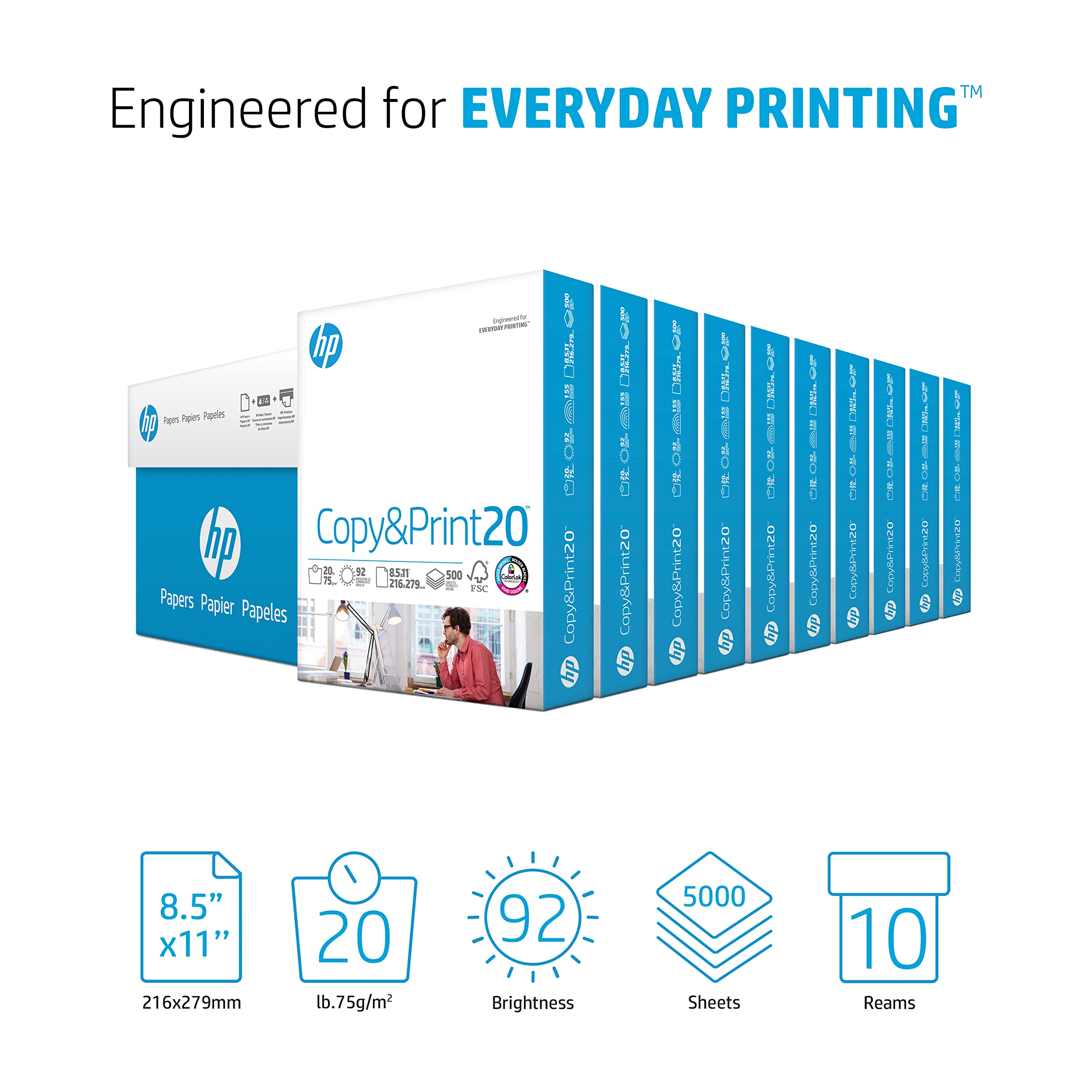 HP Papers primer plano de la textura del papel que evidencia superficie lisa y uniforme