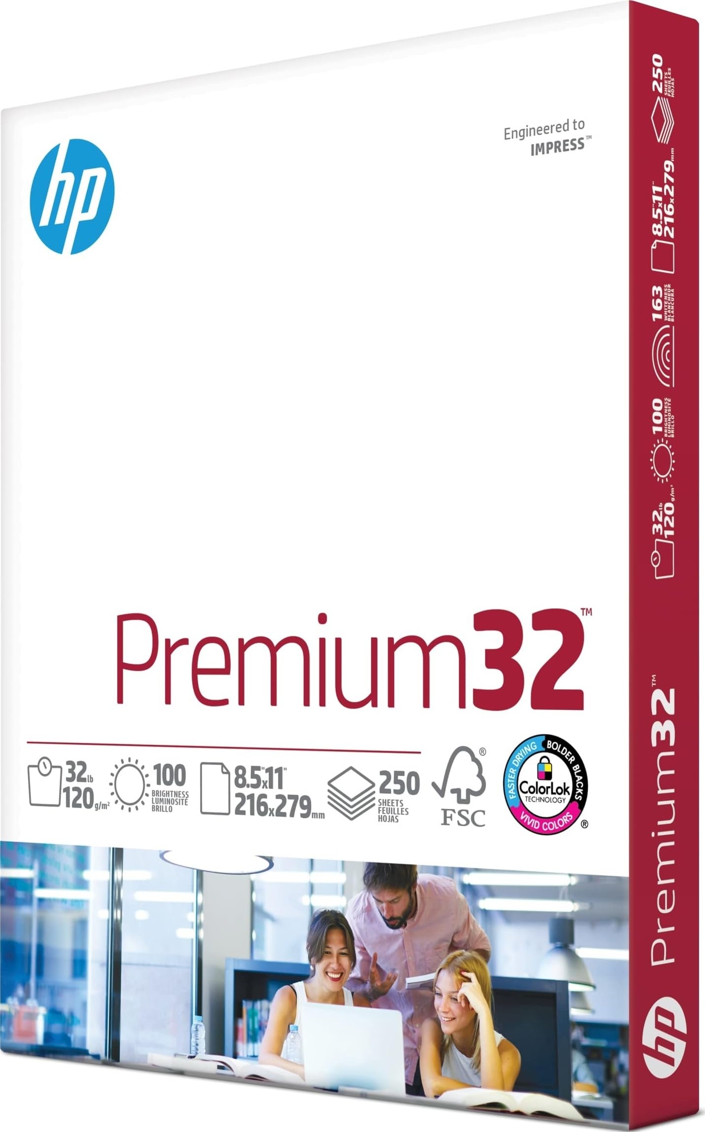 HP premium32 front packaging showing ream and label for reliable printing