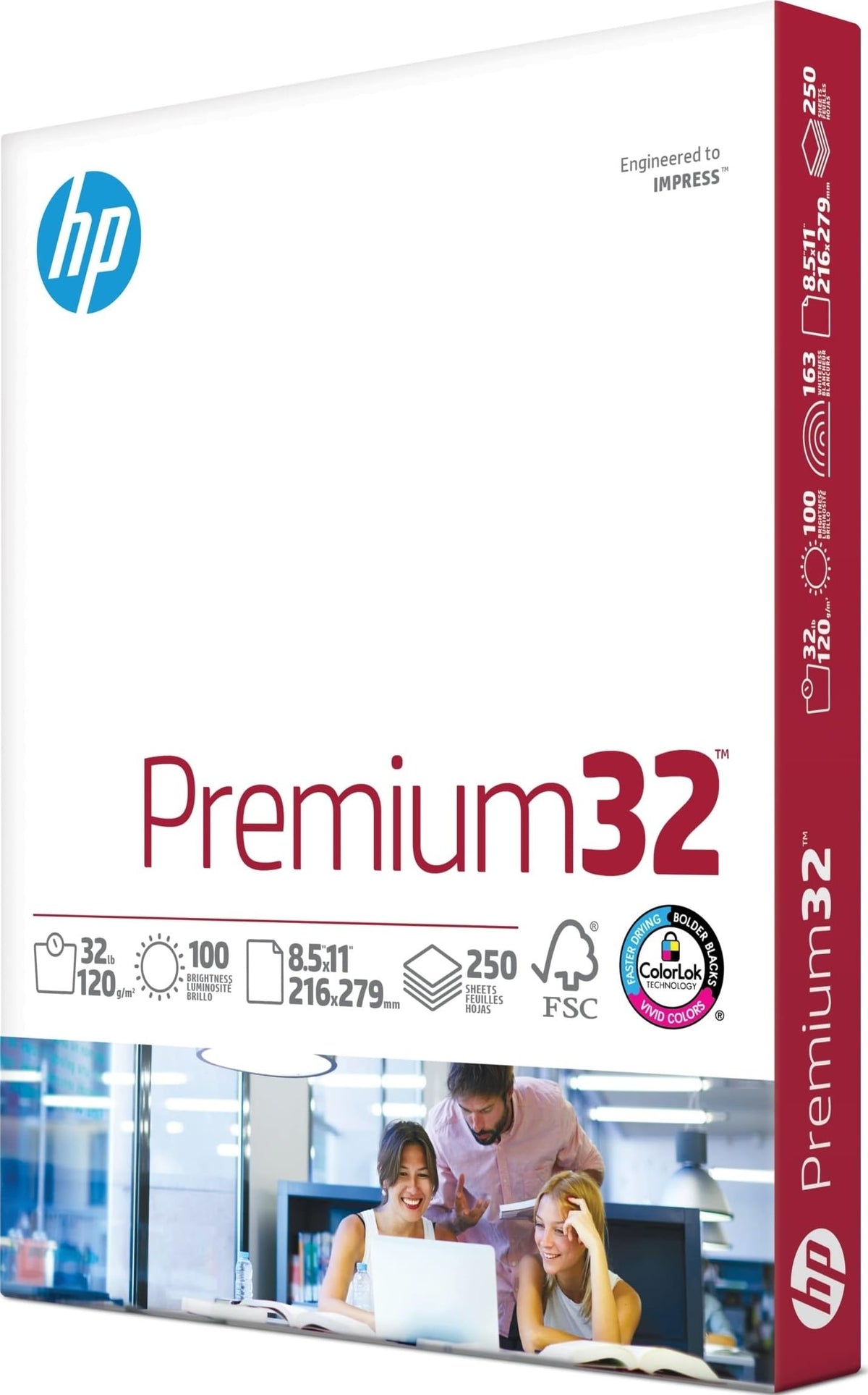 HP premium32 front packaging showing ream and label for reliable printing