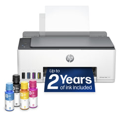 HP Smart Tank frontal mostrando bandeja y diseño compacto, ahorro y practicidad
