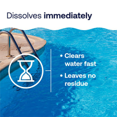 HTH granular texture photo highlighting fast-dissolving chlorine for rapid clarity