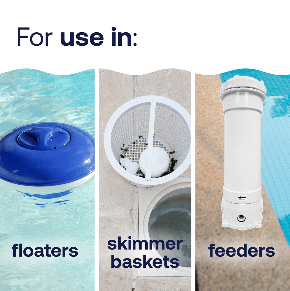 HTH tabletas en flotador en piscina facilitando dosificación continua
