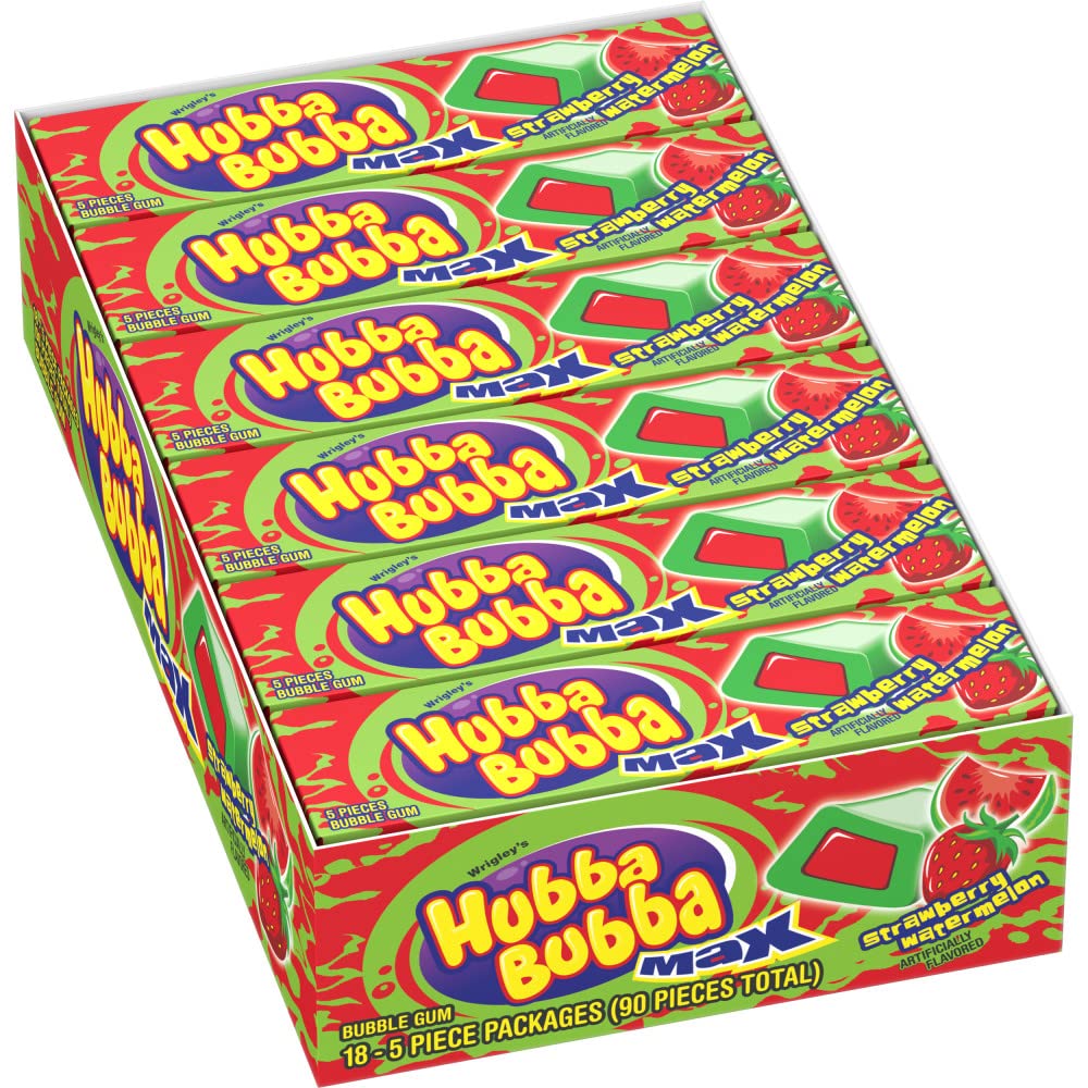 Hubba Bubba embalaje frontal mostrando caja y marca, ideal para eventos