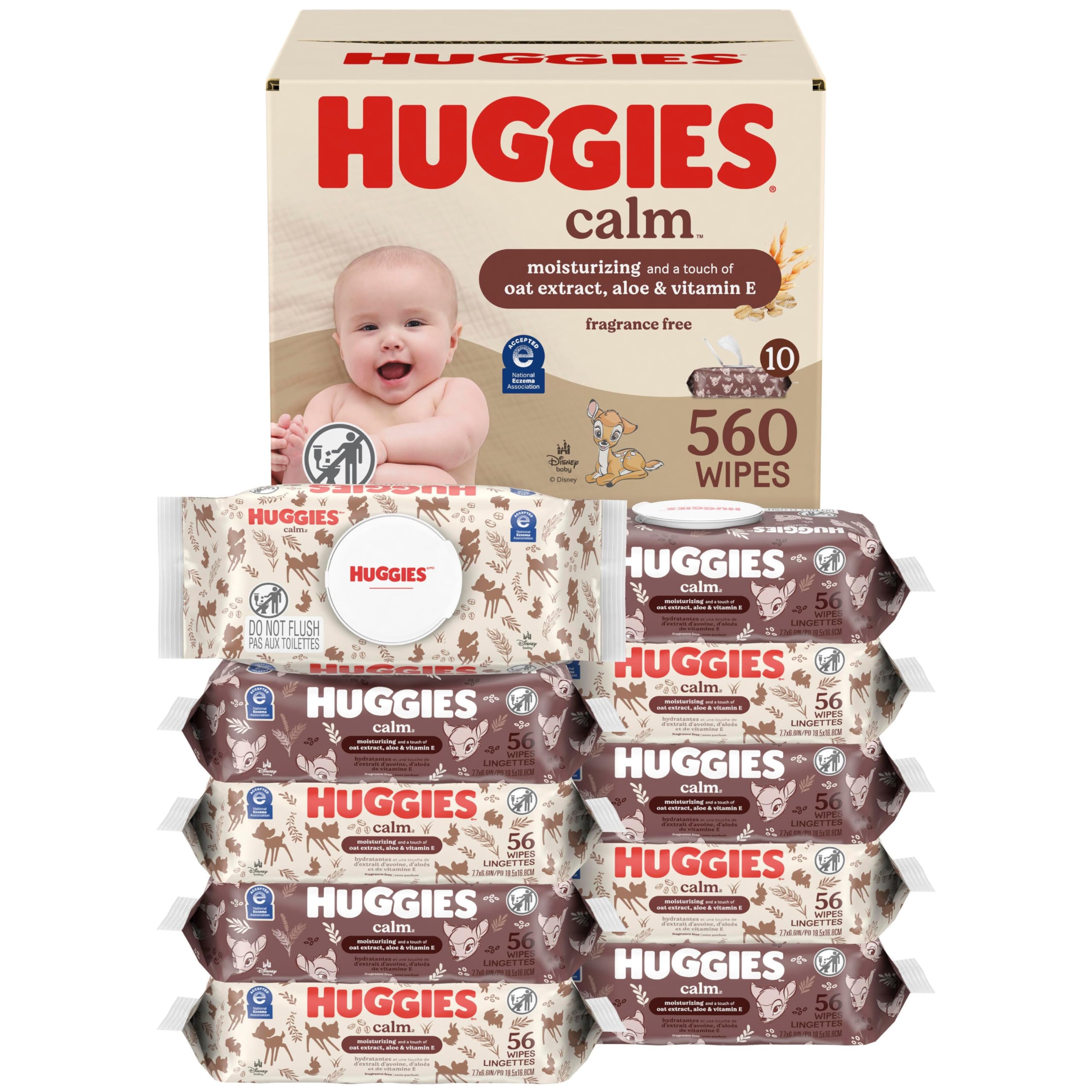 Huggies: frente del empaque con 10 packs, visual de cantidad