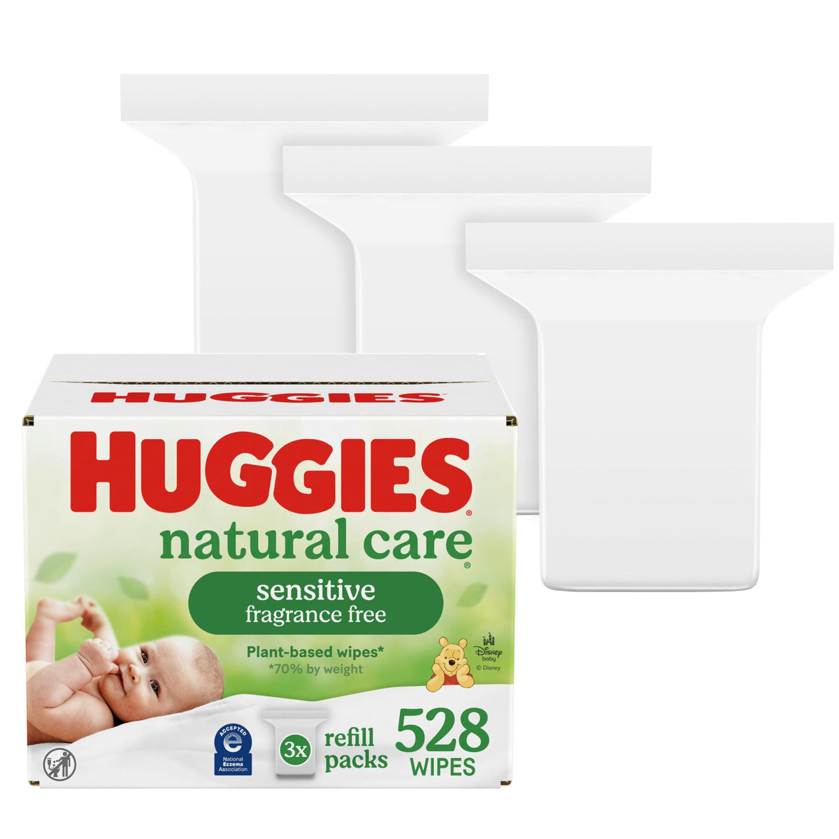 HUGGIES paquete frontal Natural Care, presentación y beneficios visibles