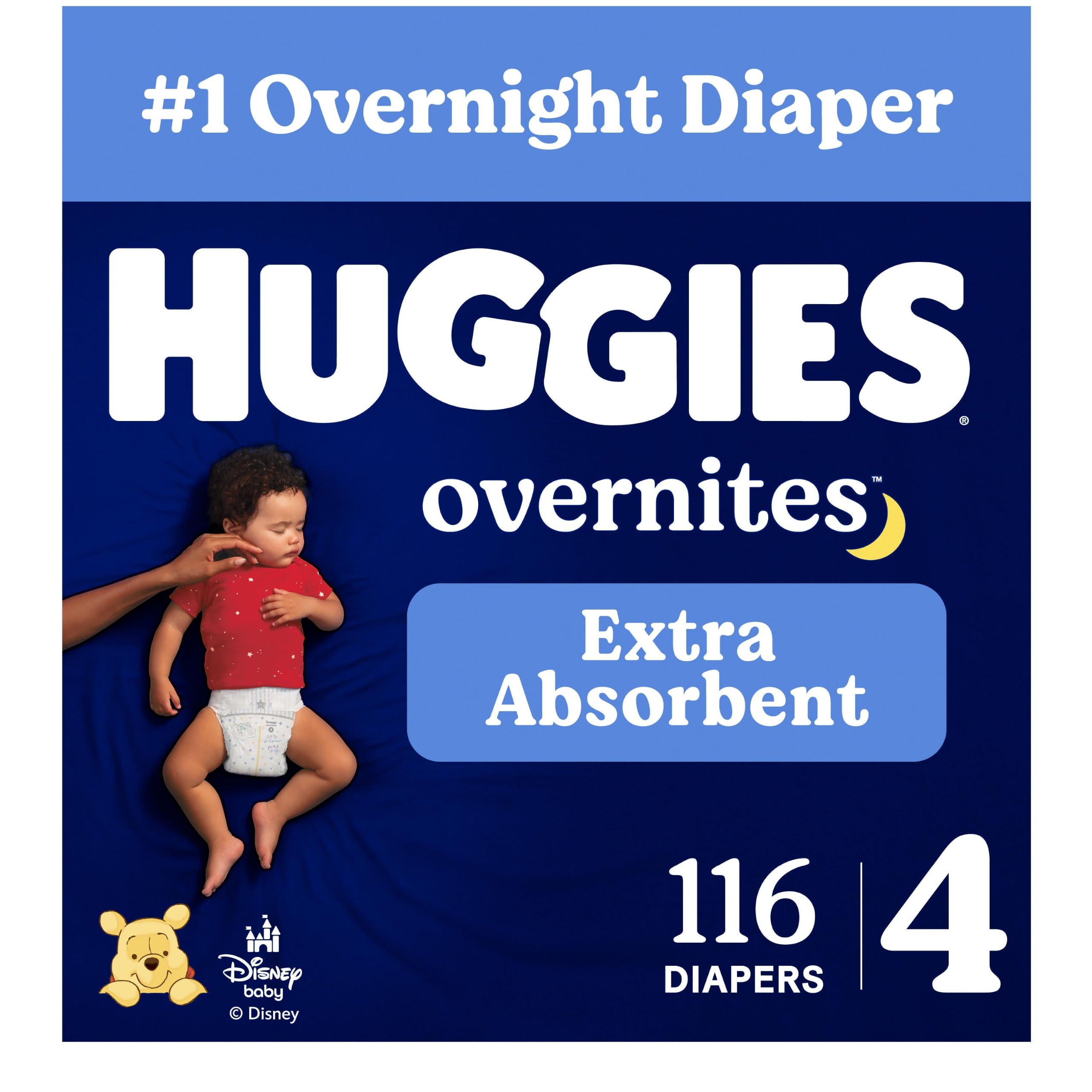 Huggies Overnites frente del paquete mostrando cantidad y talla, comodidad garantizada