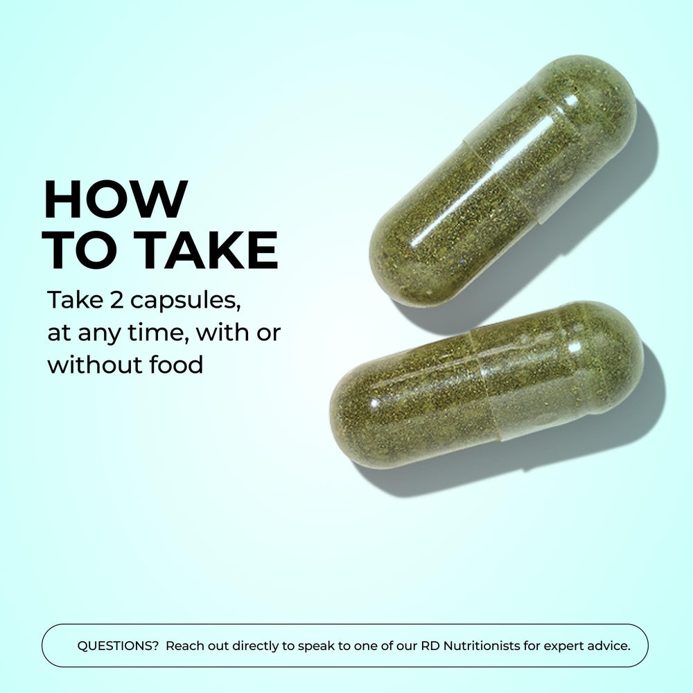 HUM detalle de spirulina y chlorella orgánicas usadas en la fórmula mostrando nutrientes