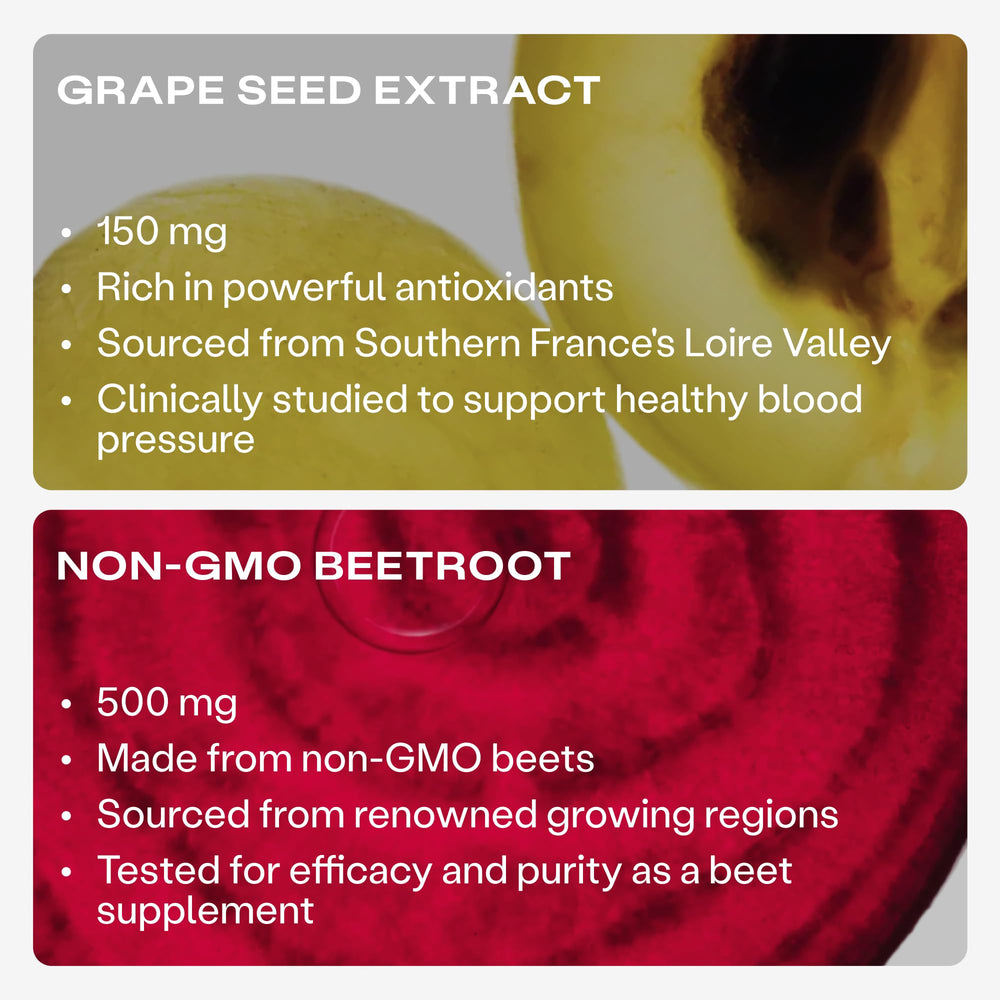 HumanN SuperBeets extracto de semilla de uva ilustrado, fuente de polifenoles beneficiosos
