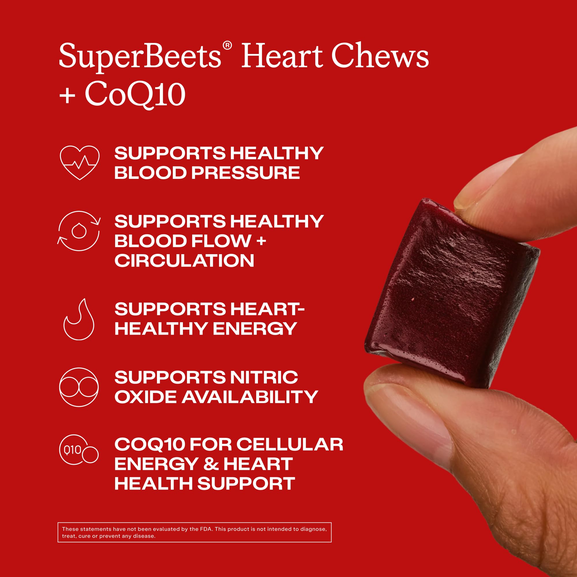 HumanN SuperBeets detalle de una pastilla masticable y su presentación sabrosa