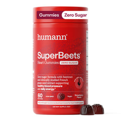 HumanN frasco SuperBeets Heart Gummies frente mostrando diseño y marca