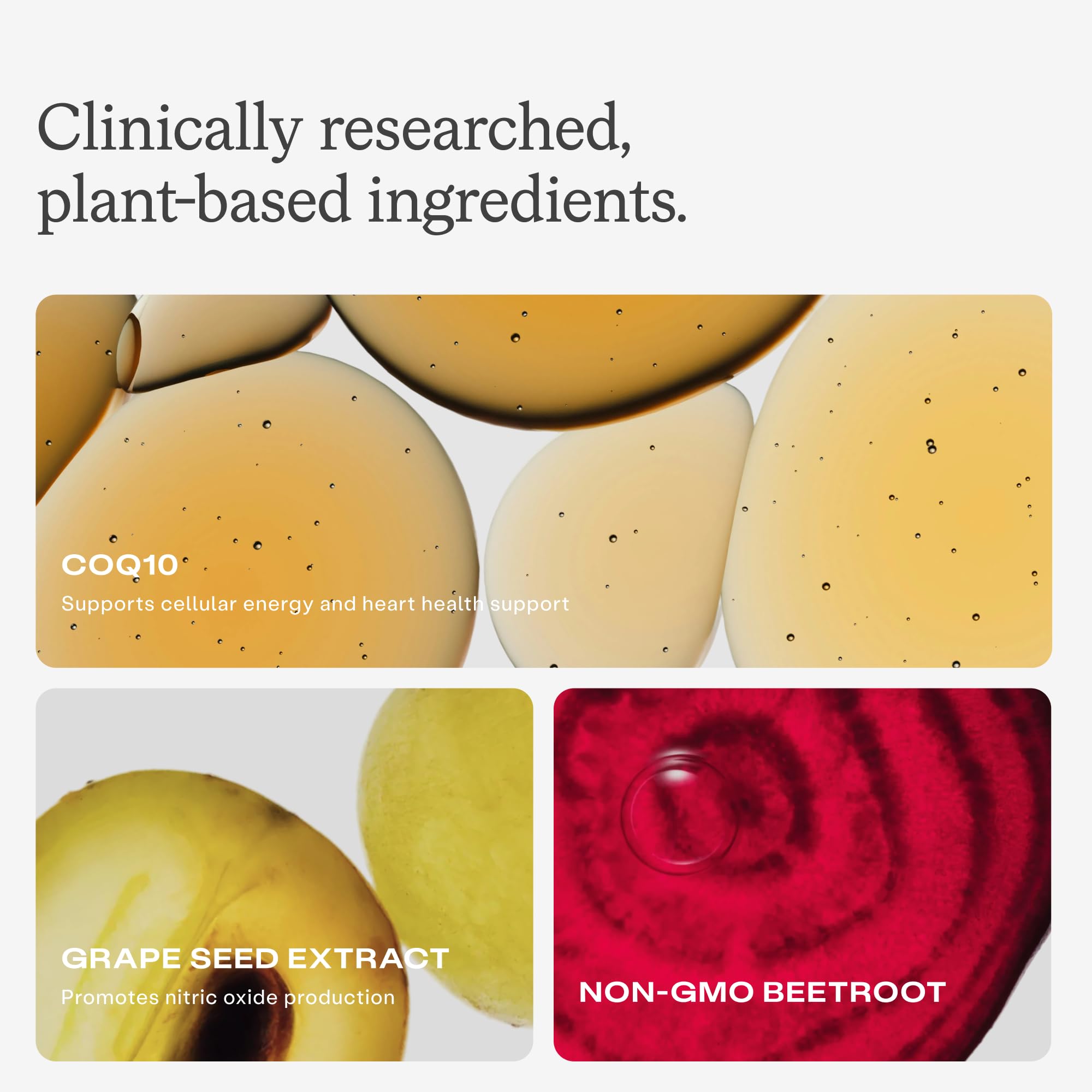 HumanN SuperBeets etiqueta de ingredientes con CoQ10 y beneficios claros