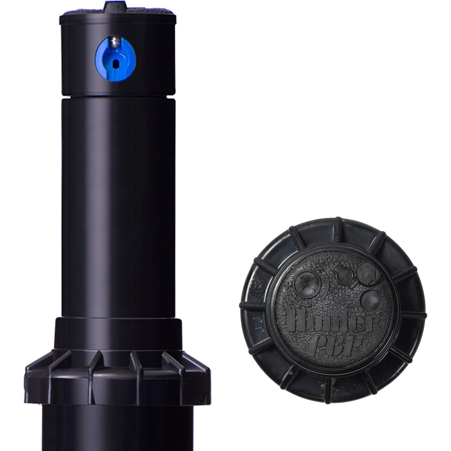 Hunter PGP-ADJ installed and spraying a lawn, even coverage across grass and planting beds