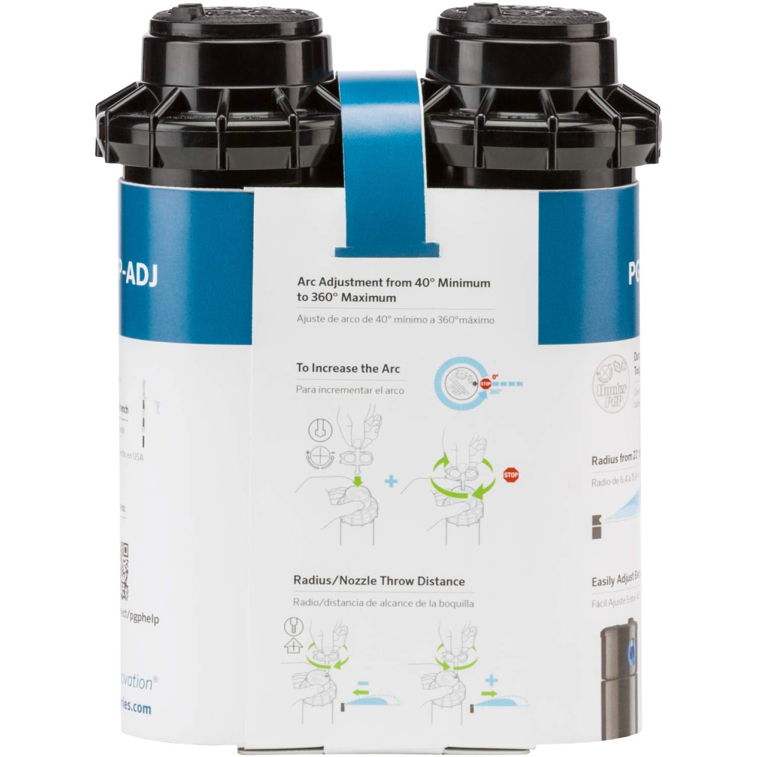 Hunter PGP-ADJ nozzle close-up with preinstalled 3.0 GPM nozzle, precise spray control benefit