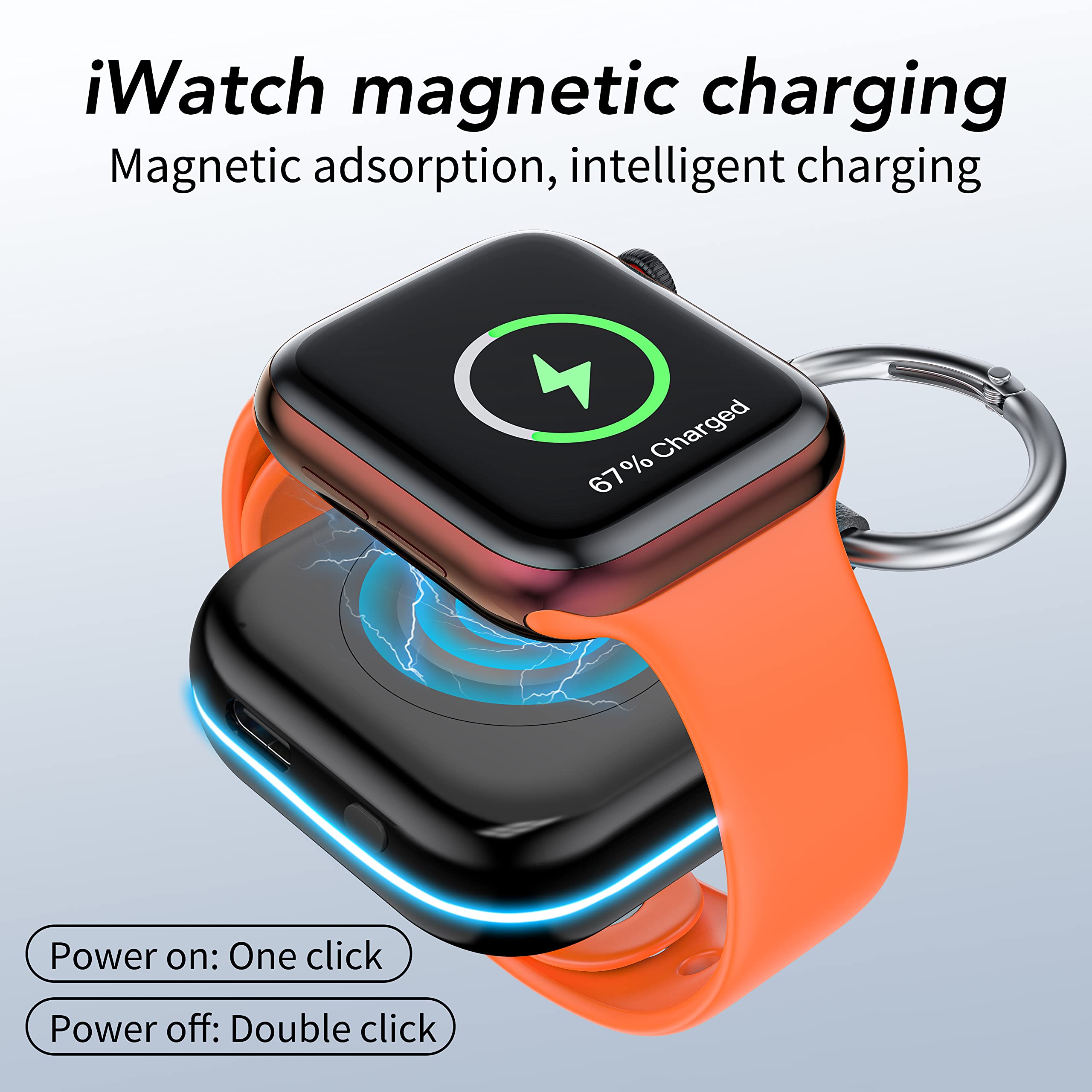 HUOTO comparación de tamaño con un Apple Watch para referencia