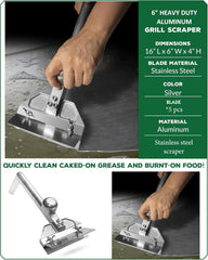 HUOYANSHE scraper in use on flat-top grill removing stuck-on food faster