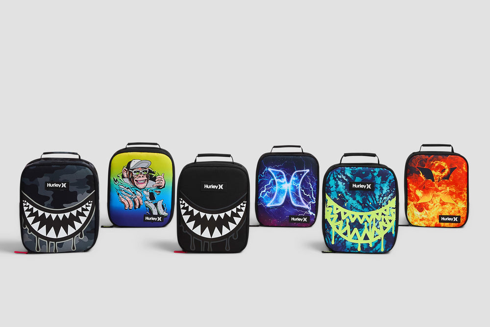 Hurley bolsa en uso con sándwich y bebida para transporte fácil