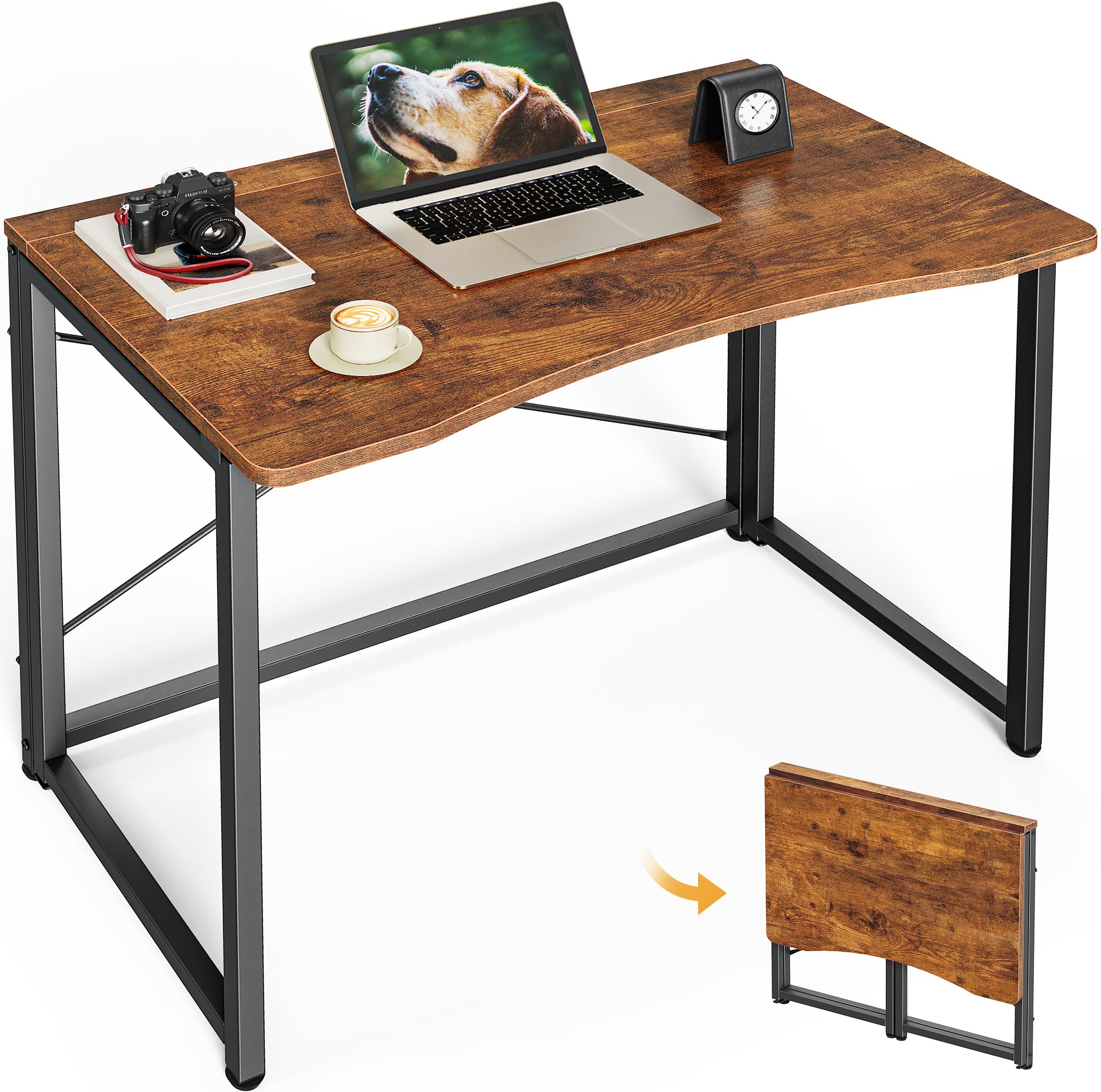 Huuger vista frontal de la mesa plegable, ahorro de espacio funcional