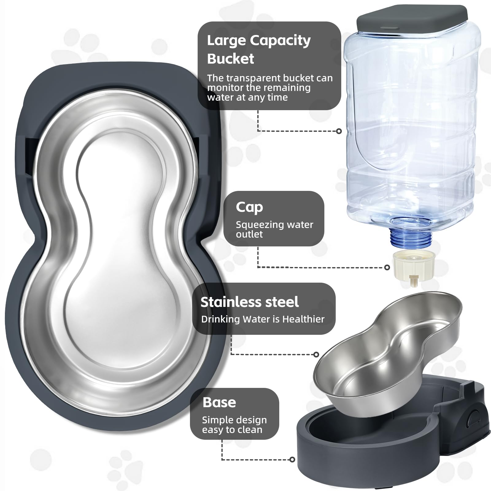 HWONMTE depósito de agua transparente mostrando capacidad y control visual