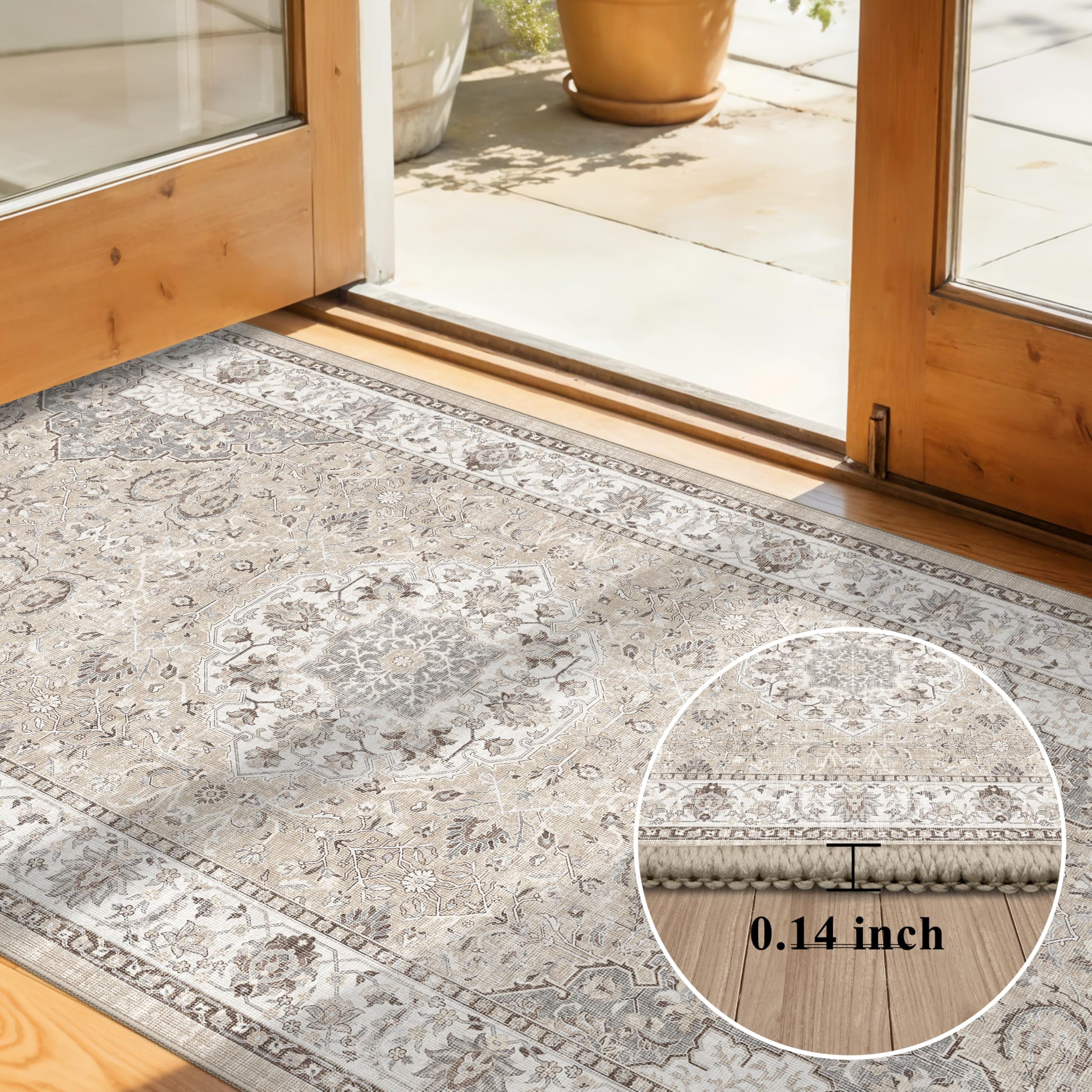 HY HAO YUN LAI rug under door showing low-pile clearance advantage