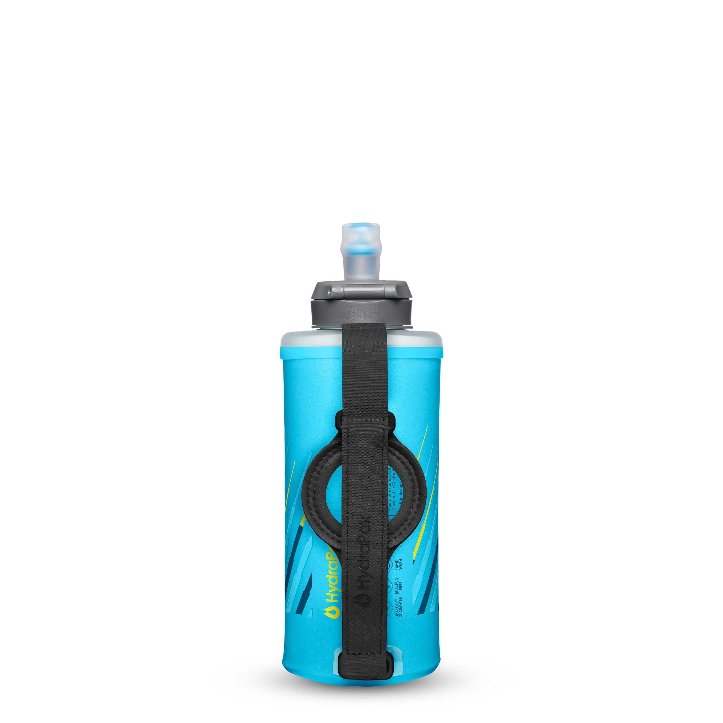 HydraPak SkyFlask vista frontal mostrando forma ergonómica y color Malibu