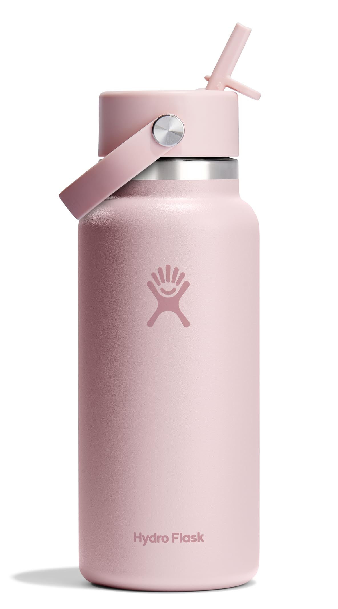 Hydro Flask botella frontal Trillium Pink mostrando acabado y logo