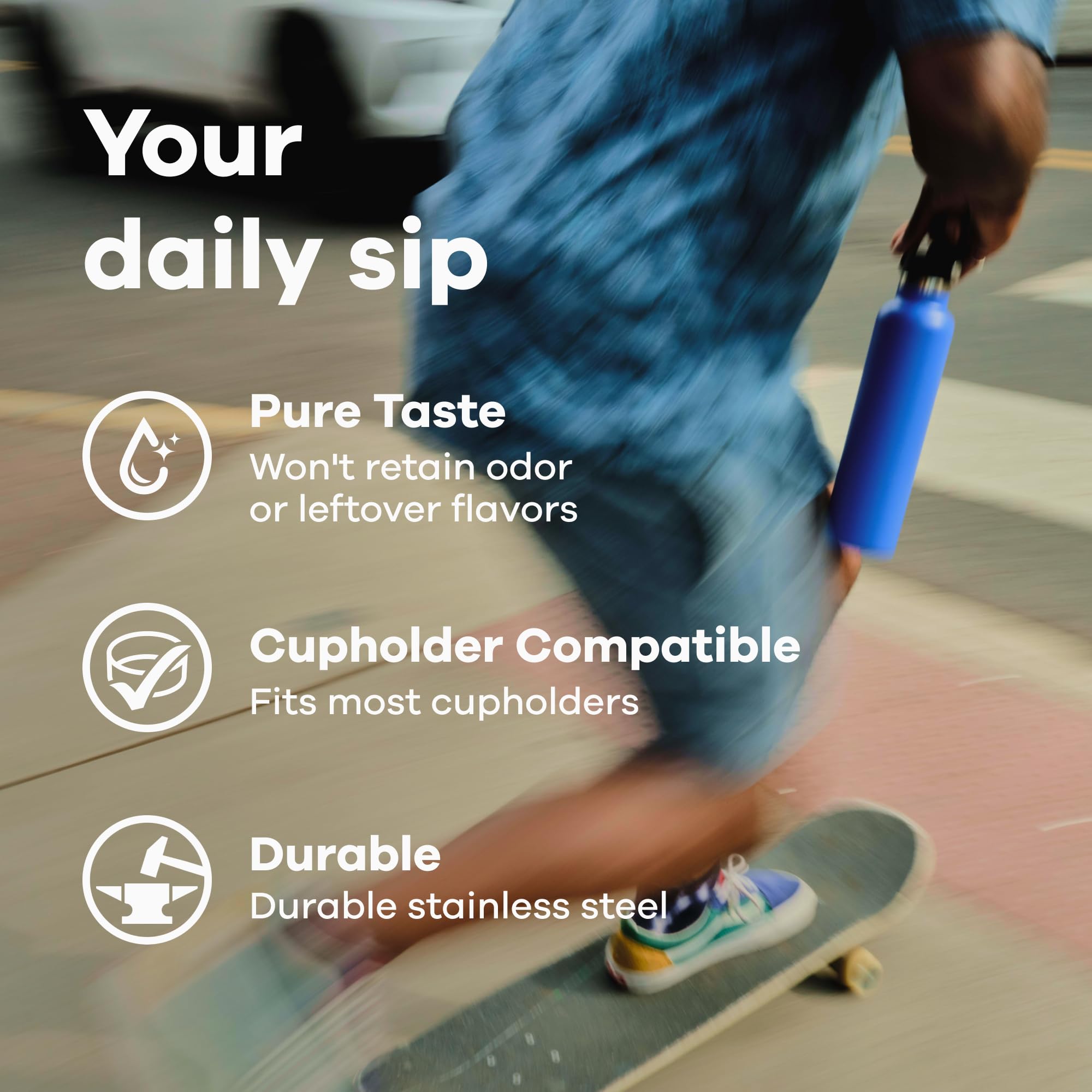 Hydro Flask primer plano del acabado negro resistente y antideslizante