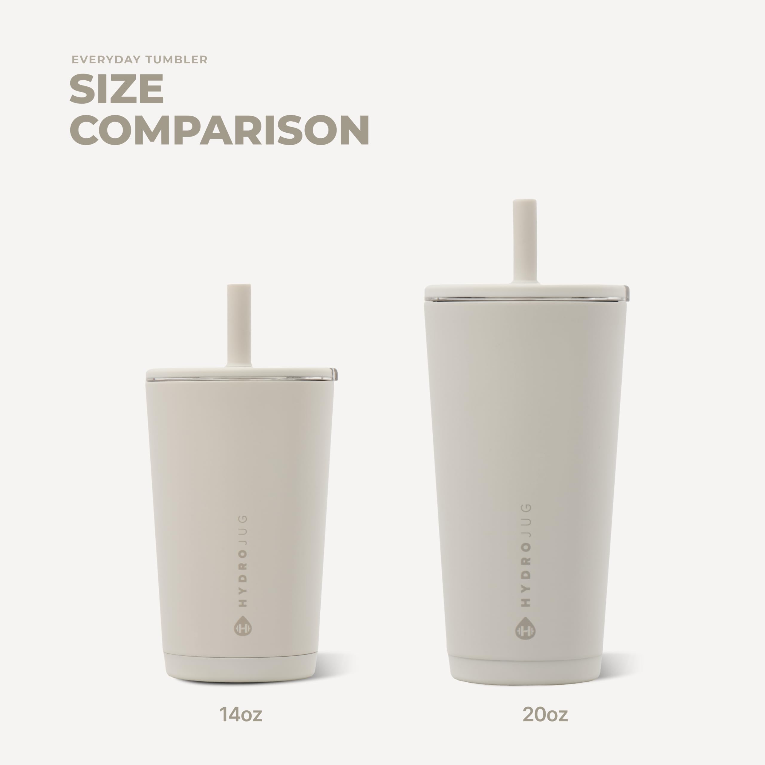 HydroJug comparación de tamaño en mano para referencia de 20 oz
